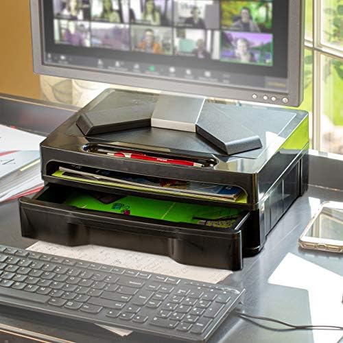 Officemate 2200 Series Monitor Stand with Security Drawer - Executive Monitor Riser and Desk Organizer, 13-1/8" x 9-7/8"