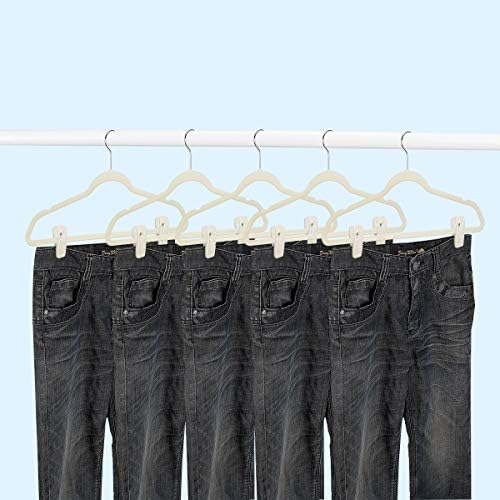 TOFIIGREM Beige Velvet Hanger Clips 60 PCS, Non-Slip Velvet Clip Work Perfectly for Ivory/Beige Velvet Hangers, Pant Skirt Hanger Velvet Clips Fit for Velvet Clothes Hangers