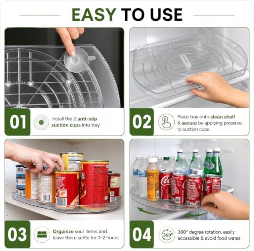 NOSTA Home Rotating Lazy Susan for Refrigerator - Square Lazy Susan - Refrigerator Lazy Susan Organizer - Rotating Fridg