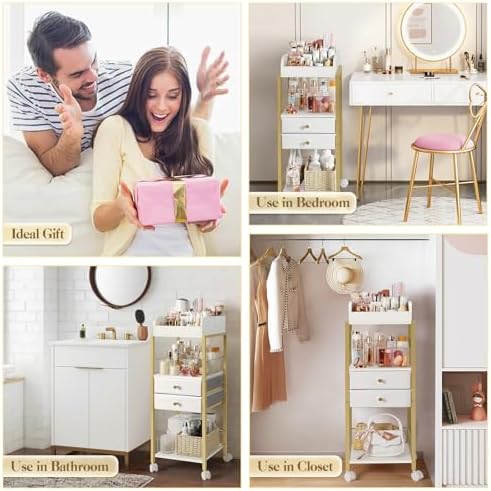 Makeup Organizer, Floor Skincare Organizers Make Up Organizers and Storage with Drawers, Vanity Organizer Cosmetics Disp