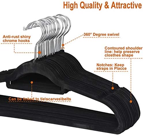 ZENY Velvet Hangers 100 Pack for Suits,Coats, Dress, Non Slip Clothes Hangers, with 360 Degree Swivel Hooks, Space Saving, Durable