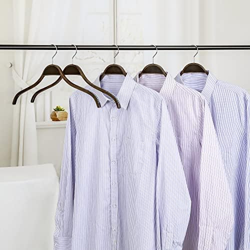 TOPIA HANGER Slim Wooden Hangers with Extra Soft Non-Slip Rubber Grips, 10-Pack High-Grade Fashion Hanger No Shoulder Bump for Sweater, Camisole, Jacket, Dress, Coat (Antique) -CT15A