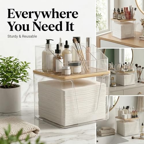 Disposable Facial Towels Holder, 2 in 1 Facial Towels Storage Box
