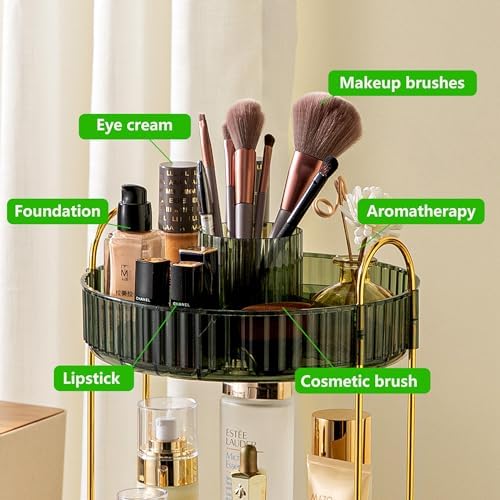 YCIA&DONE Rotating Makeup Organizer for Vanity, Large Capacity Make Up Storage Skin care Shelf Perfume Holders Cosmetic