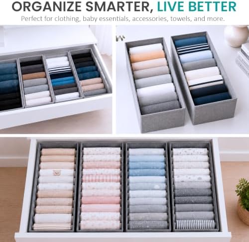 ZENO Drawer Organizer for PAX 100 Furniture - 4 Pack Clothes Organizer and Storage - Fabric Closet Divider Baskets for Underwear, Socks & Clothes - Nursery Dresser & Wardrobe Organization System