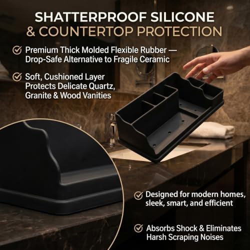 Toothbrush Holder for Bathroom, Counter Organizer, Black