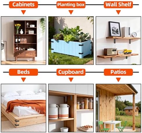 3x3 Inch Angle Bracket, 90 Degree Corner Bracket, Black, 8 Pack