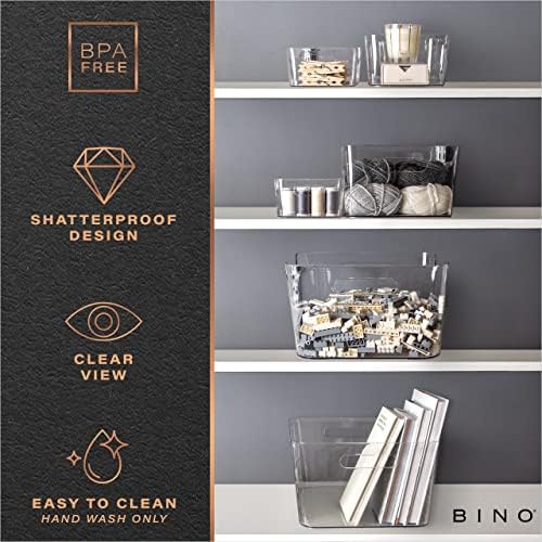 BINO Plastic Storage Basket, X-Large | Multi-Use Storage Basket | Rectangular Cabinet Organizer | Baskets for Organizing