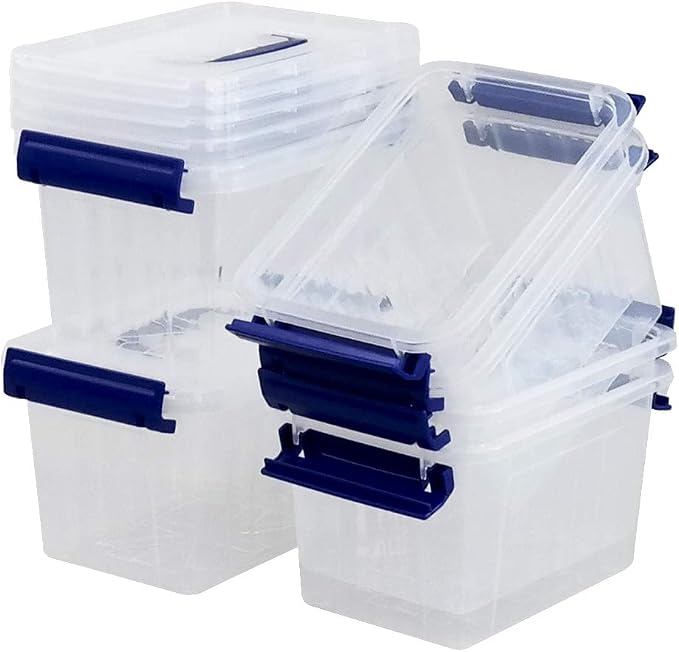 6-Pack 3 Liter Storage Box, Small Plastic Bin with Handle