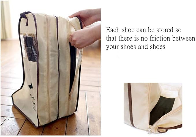 Portable 2 Pack Boots Storage,Tall Boots Storage/Protector Bag, Boots Cover (Beige)