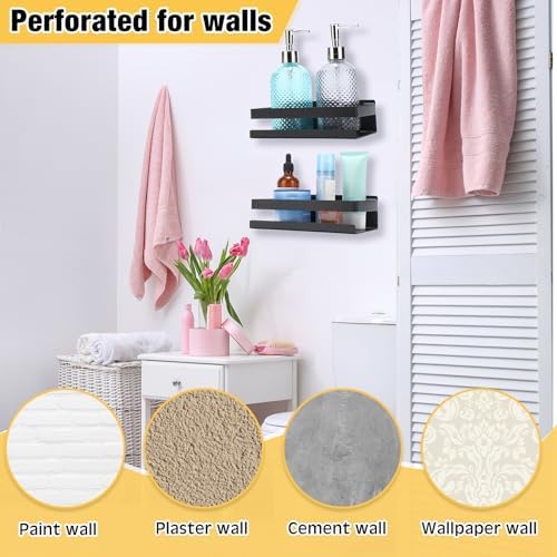 Lallisa 2 Pieces Stainless Steel Shelf Bathroom Shower Floating Shelves Wall Mounted Shower Caddy Basket Shelf Storage O
