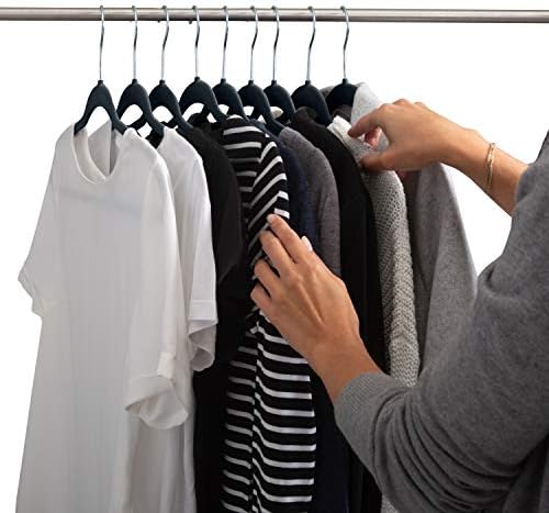 Simplify 10 Super Slim Velvet Huggable Hangers in Black