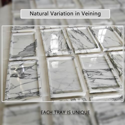 Arabescato Marble Vanity Tray, 9.8"x5.9"