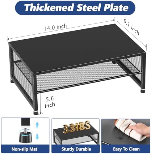 ECOLOVI 2-Tier Computer Monitor Stand Riser, Printer & Laptop Stand, Office Desk Accessories, Workspace Desk Organizer f