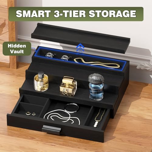Perfume Cologne Organizer for Men: 3 Tier Wooden Perfumes Stand, Desktop Parfum Holder Wood Display Shelf with Cabinet,