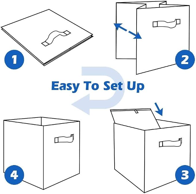 ShellKingdom Storage Bins, Foldable Fabric Storage Cubes And Cloth Storage Organizer Drawer with Metal Handle For Closet And Toys Storage, 11 X 10.5 X 10.5 INCH, 6 Pack (Lavender)