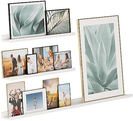 Wallniture Denver Multi Size 48"-24"-24" Floating Shelves for Picture Frames Collage Wall Decor, Living Room Picture Led