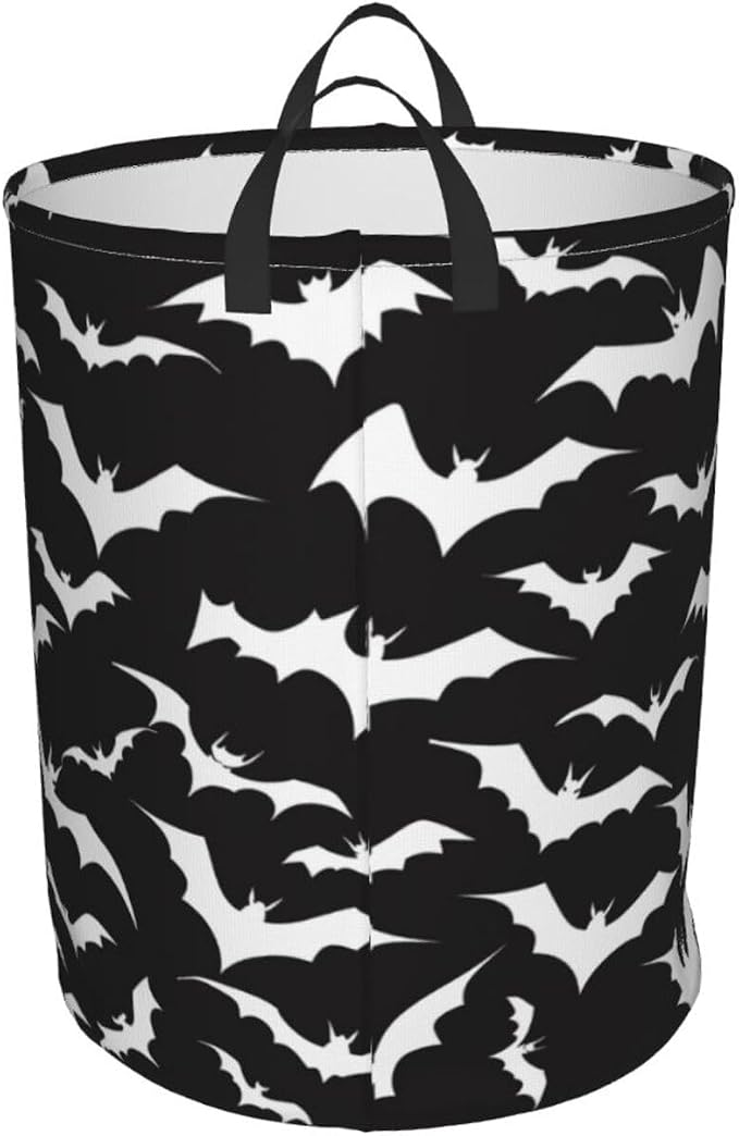 Bats Black Laundry Basket,Laundry Hamper,Collapsible Storage Bin, Oxford Fabric Clothes Baskets,Nursery Hamper For Home,Office,Dorm,Gift Basket