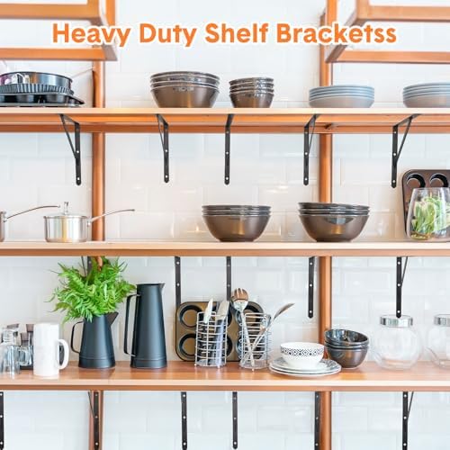 Nuogo 40 Pcs 6" L X 4" H Metal Shelf Brackets L Shape Bulk with Hardware