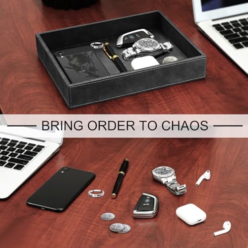 SITHON Valet Tray Desk Organizer PU Leather Catchall