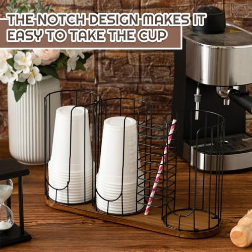 18oz Coffee Cup & Lid Dispenser with Base, 4-compartment Single, Color 1
