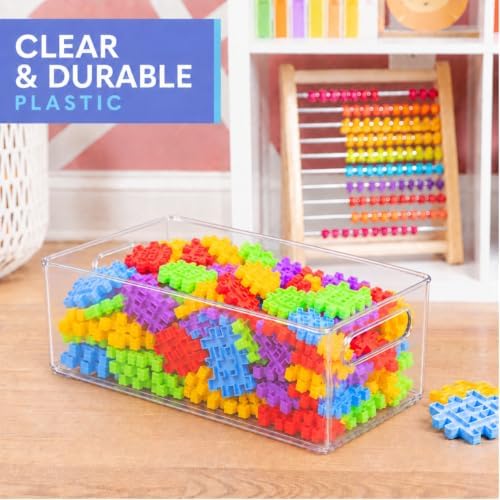 Plastic Food Storage 2 Pack Clear Container Bin with Handles for Organizing Kitchen, Pantry, Refrigerator, Freezer, Pant