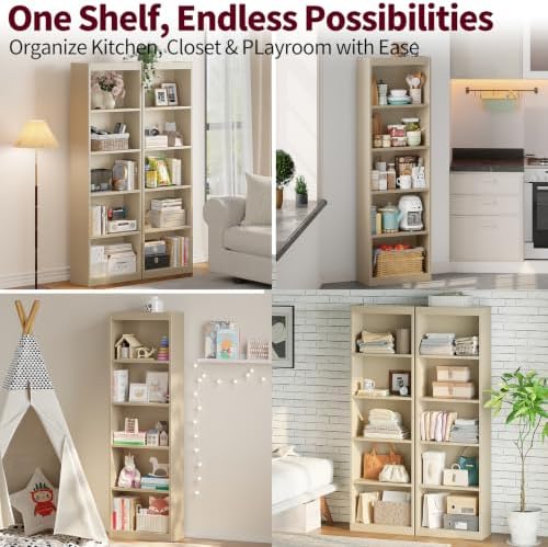 5 Tier Bookshelf,Open Storage Book Shelf,68 Inch Bookcase
