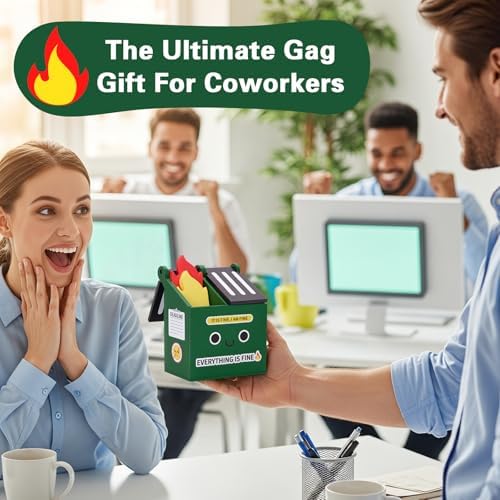 Dumpster Fire Pencil Holder with 100 PCS Flame Sticky Notes