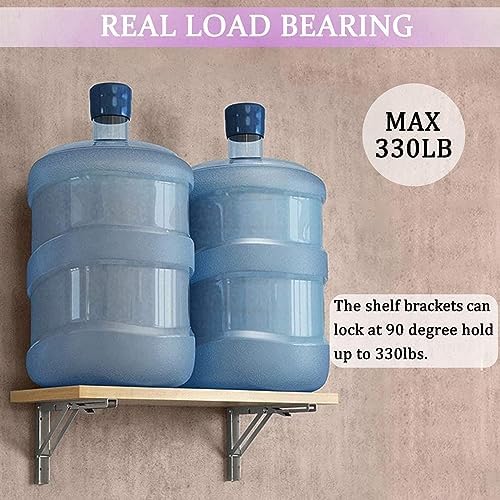 4PCS 12" Folding Shelf Brackets, Shelf Brackets Max. Load 220 lb Collapsible Heavy Duty Stainless Steel DIY Wall Mounted