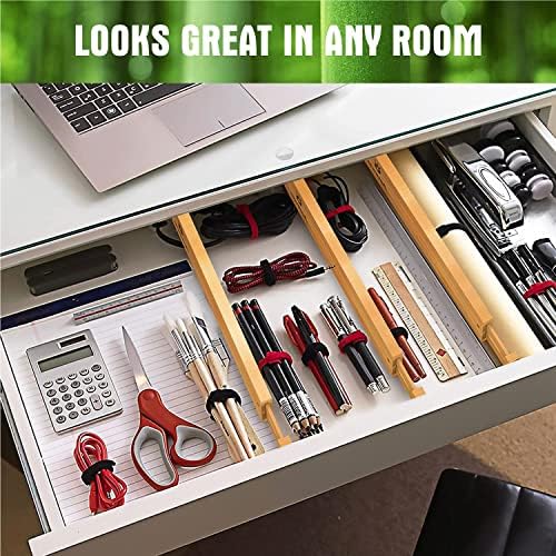 ANTOWIN Bamboo Drawer Dividers Organizers 16pcs, Expandable Drawer Separators Splitter, 17-22 inches Long Adjustable Spr