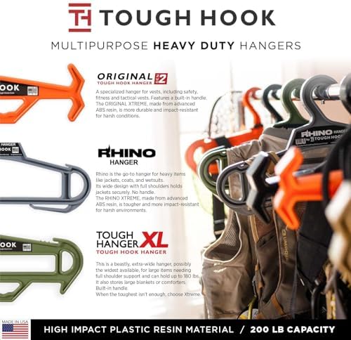 Tough Hook Original Heavy Duty Hangers, USA-Made, Police & Scuba, 2 Black