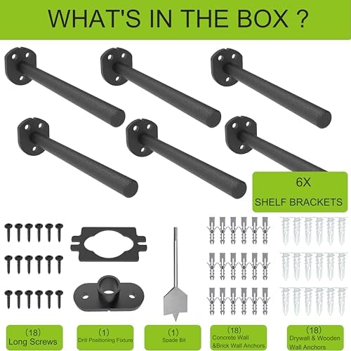 8 in Hidden Floating Shelf Brackets 6 Pack, 1/4" Thick Heavy Duty