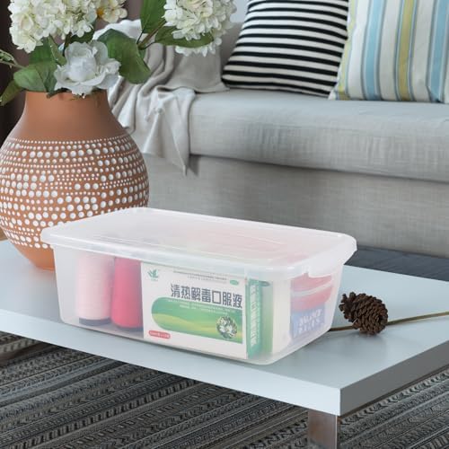 14 Quart Clear Plastic Latch Storage Container Bin with Lid, 4-Pack