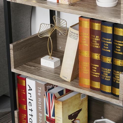VECELO Bookshelf, 30" H Small Bookcase,3-Tier Storage Organizer,Wood Bookcase with Steel Frame,Shelving Unit for Living