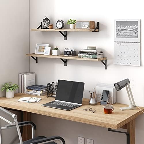 YGEOMER 4 Different Sizes Floating Shelves for Wall Decor, Light Carbonized