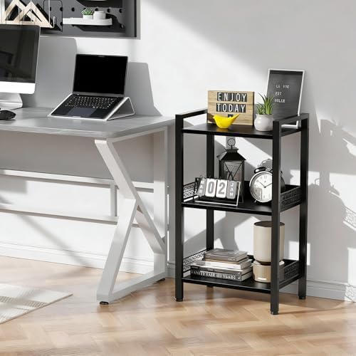 3-Tier Book Shelf, Bookcase with a Back Panel, Storage Shelves for Bedroom, Living Room & Home Storage (Black)