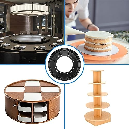 9 PCS 8 Inch Black Lazy Susan Turntable Bearing Plate, Easy Installation, Solid Metal Construction, for Home and Industr