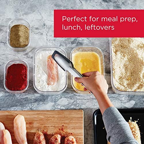 Rubbermaid Brilliance Food Storage Container, Medium, 3.2 Cup, 5 Pack, Clear & Leak-Proof Brilliance Food Storage Set, 1.3 Cup Plastic Containers with Lids, 5-Pack, Clear