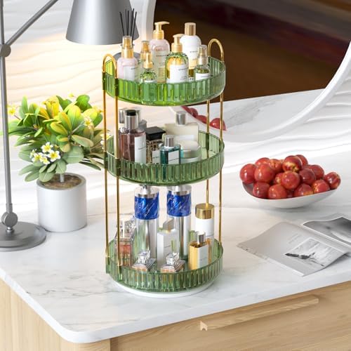 GTI 360°Rotating Makeup Organizer, 3 Tier Large Capacity Perfume Cosmetics Skincare Vanity Organizers,Bathroom Counter O