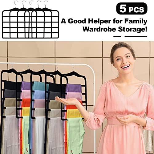 Closet Organizers and Storage, 5 Pack Velvet Pants-Hangers-Space-Saving