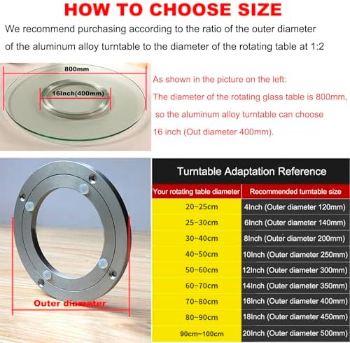 Aluminium Alloy Turntable Bearing, Heavy Duty Swivel Turntable Lazy Susan Rotating Bearing Turntable Round Dining Table
