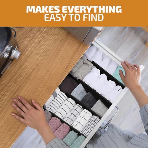 6-Pack Drawer Dividers 4 Inch High, 11”-17" Adjustable Bamboo Organizers Large Expandable Drawer Separators for Cloths,