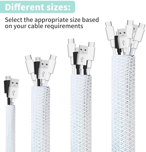 Cable Sleeve 2PCS 1.2 Inch x 5FT Self-Wrapping Wire Loom