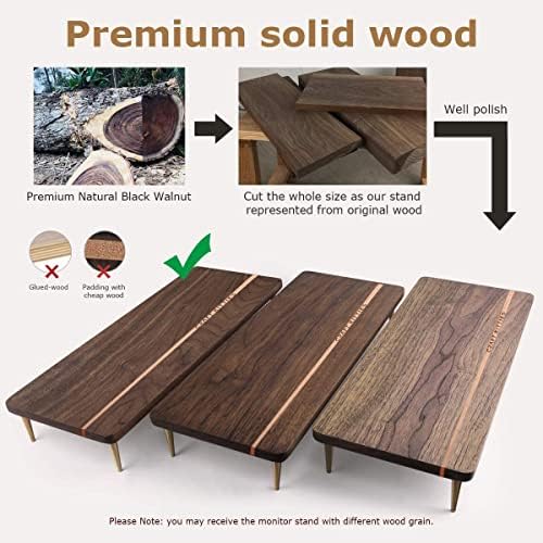 Monitor Stand Riser All Solid Wood Monitor Riser Multi-Purpose Monitor Stand for Laptop Computer iMac Pc (Walnut)