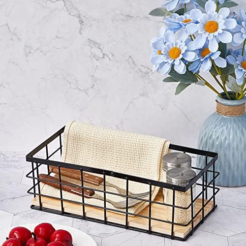 Funrous 2 Pcs Metal Small Wire Basket Wall Hanging Wire Basket Hang Small Bathroom Kitchen Storage Organizer Toilet Pape