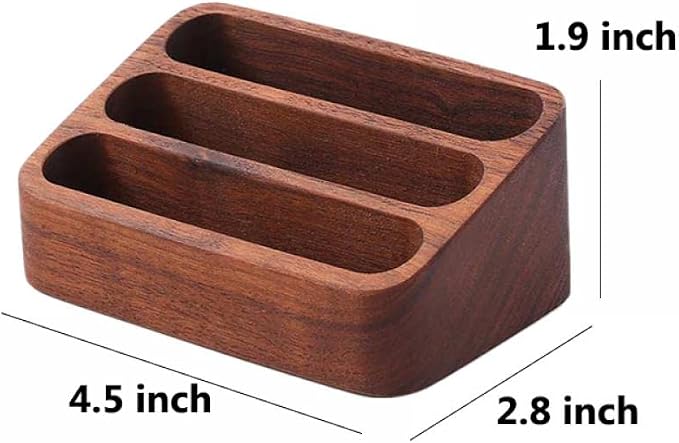 Sizikato Walnut Wood Business Card Holder for Desk, 3 Card Slots Business Card Display Holder Stand