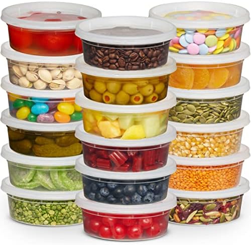 JoyServe 60 Sets (120-Piece) 8 oz Deli Food Containers with Lids for Food, Snacks, Takeout, Meal Prep - 1 Cup Small Durable Clear Containers - Stackable and Durable, Dishwasher & Microwave Safe