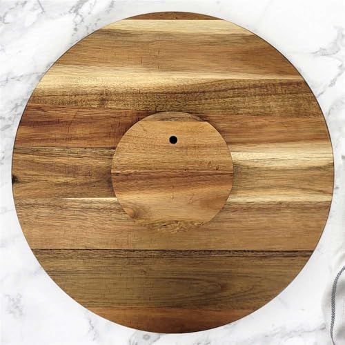 Engraved Name and Initial Personalized Lazy Susan, 16" Rotating Tray Brown