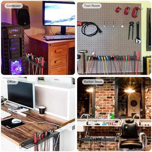 Sumnacon Wall Mountable Cable Hanger and Organizer 2 Pcs Steel Cable Rack with 19 Cable Slots Width from 5-9mm,Sturdy Ca