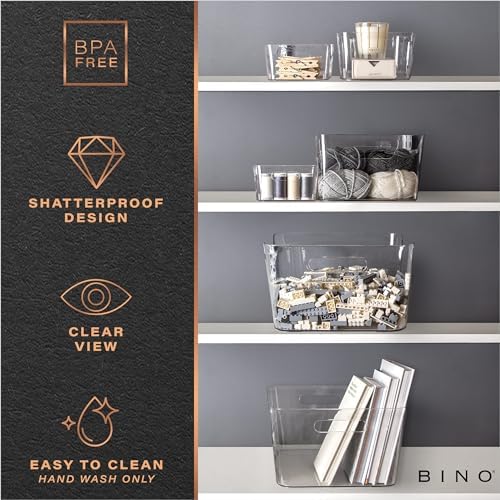 BINO | Plastic Organizer Bins, Small - 8 Pack | The SOHO Collection | Multi-Use Plastic Bin | Pantry & Freezer Organizer
